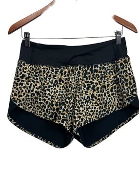 Outdoor Voices Leopard Print Athletic Shorts - Black & Tan